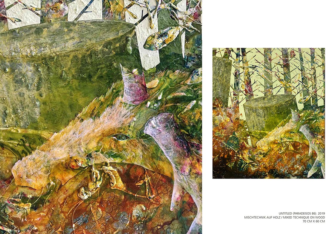 André Künkel Untitled (Paradeisos 86), 70 cm x 60 cm, Mischtechnik auf Holz, 2019 Preview